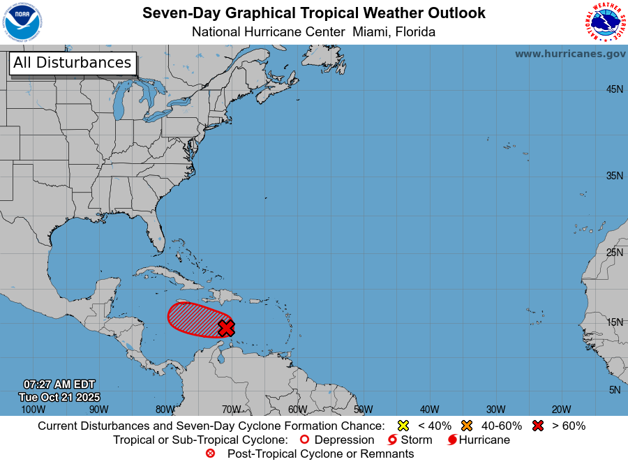 Para esta tarde se espera la formación de una tormenta tropical en el Caribe